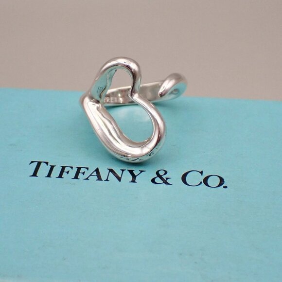 Tiffany & Co. Logo Open Heart Ring US #6 Silver 925 Elsa Peretti 09YH738 - Picture 6 of 9